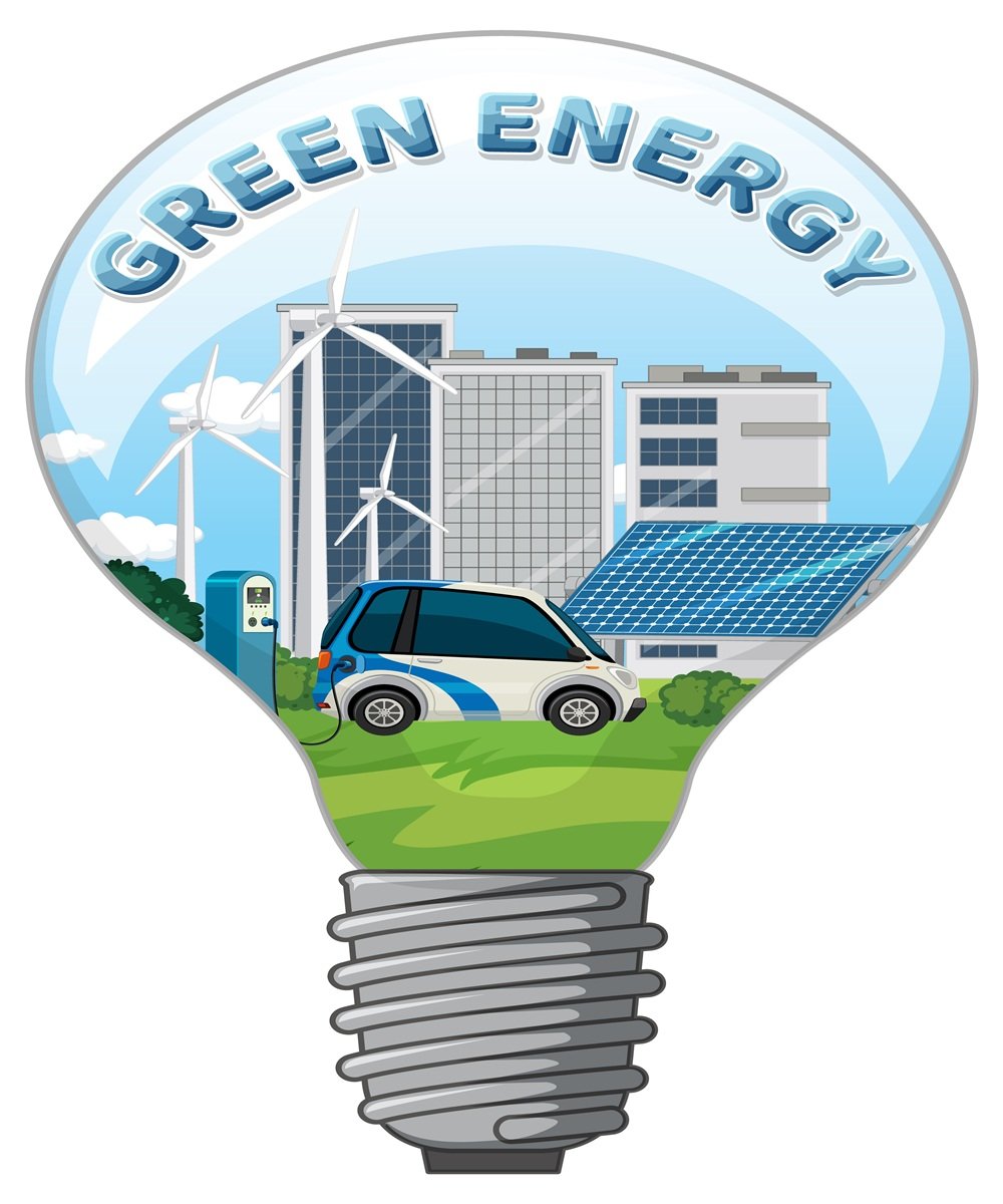 Green energy text banner design illustration